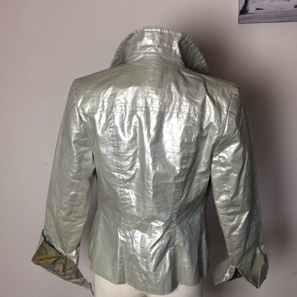Emil Rutenberg Collection Silver Metallic Linen Jacket Size 4 - Picture 3 of 8